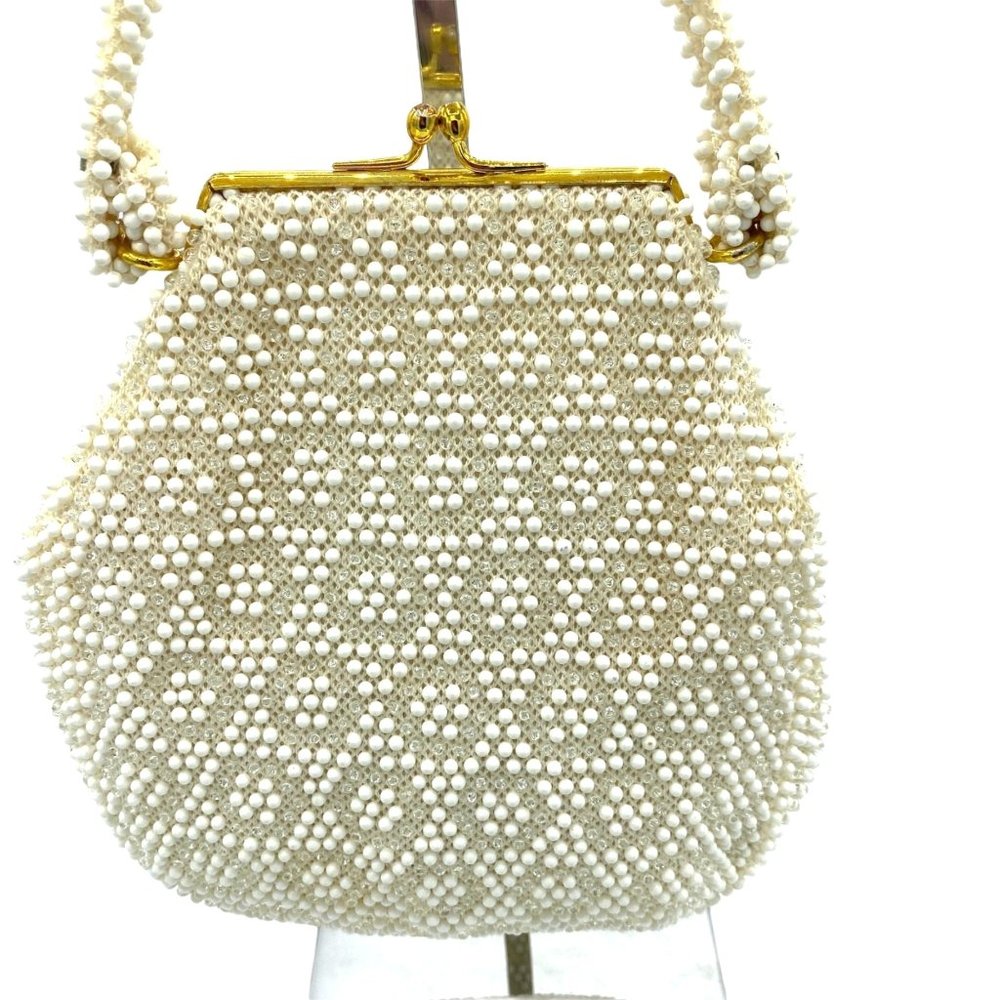 Elegant Cream Beaded Handbag
